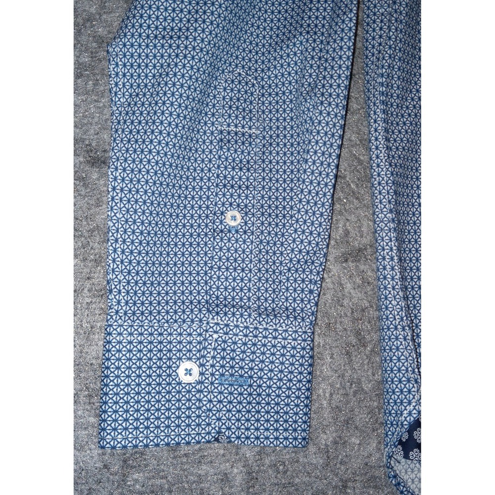 Nick Graham Button Down Shirt Mens S Blue Geometric Stretch Modern Fit NWT - Picture 5 of 8